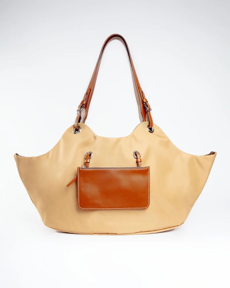 Tulip Reversible Nylon Dog Bag in Havana + Chocolate (Made in Italy) - Image 2