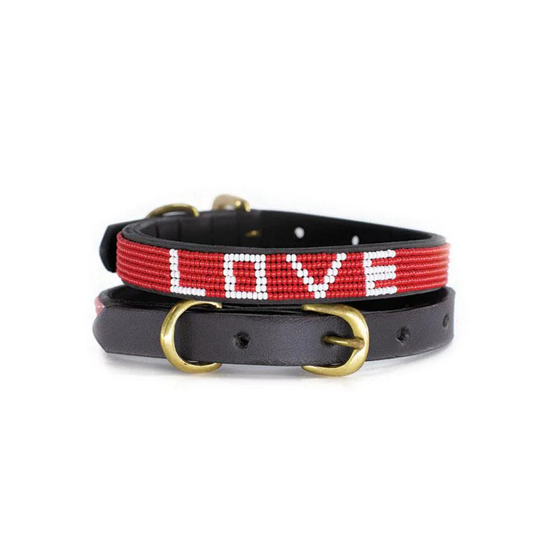 Red Beaded Love Dog Collar - Image 6