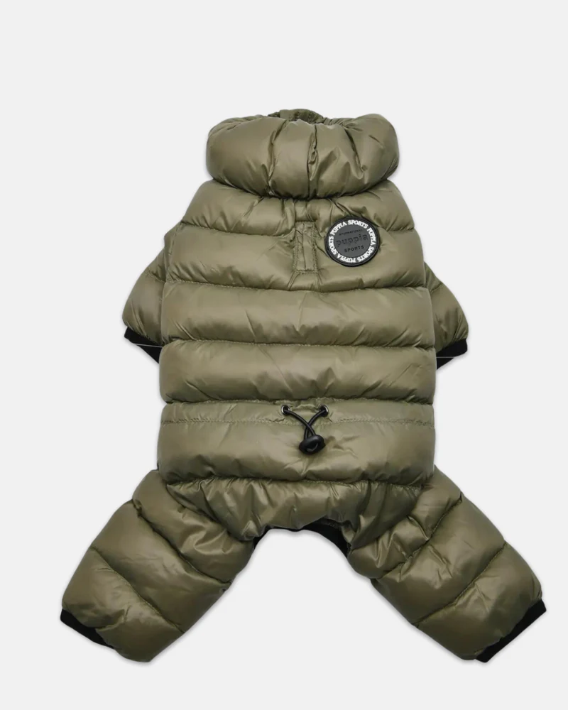 Ultra Light Insulated Winter Puffer Jumpsuit in Dark Khaki (FINAL SALE) - Image 2