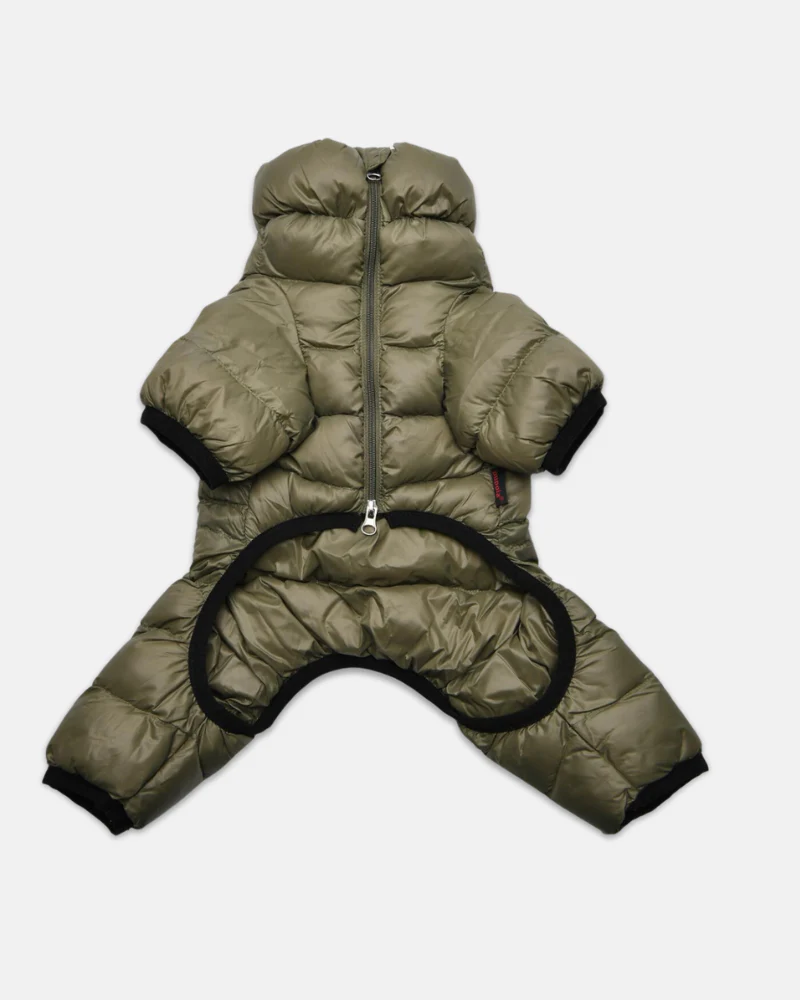 Ultra Light Insulated Winter Puffer Jumpsuit in Dark Khaki (FINAL SALE) - Image 3