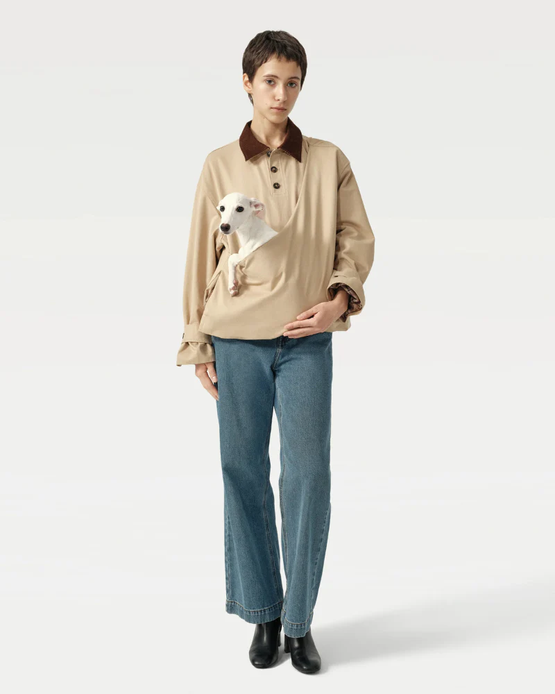Unisex Trench Jacket with Built-In Kangaroo Pouch Dog Carrier