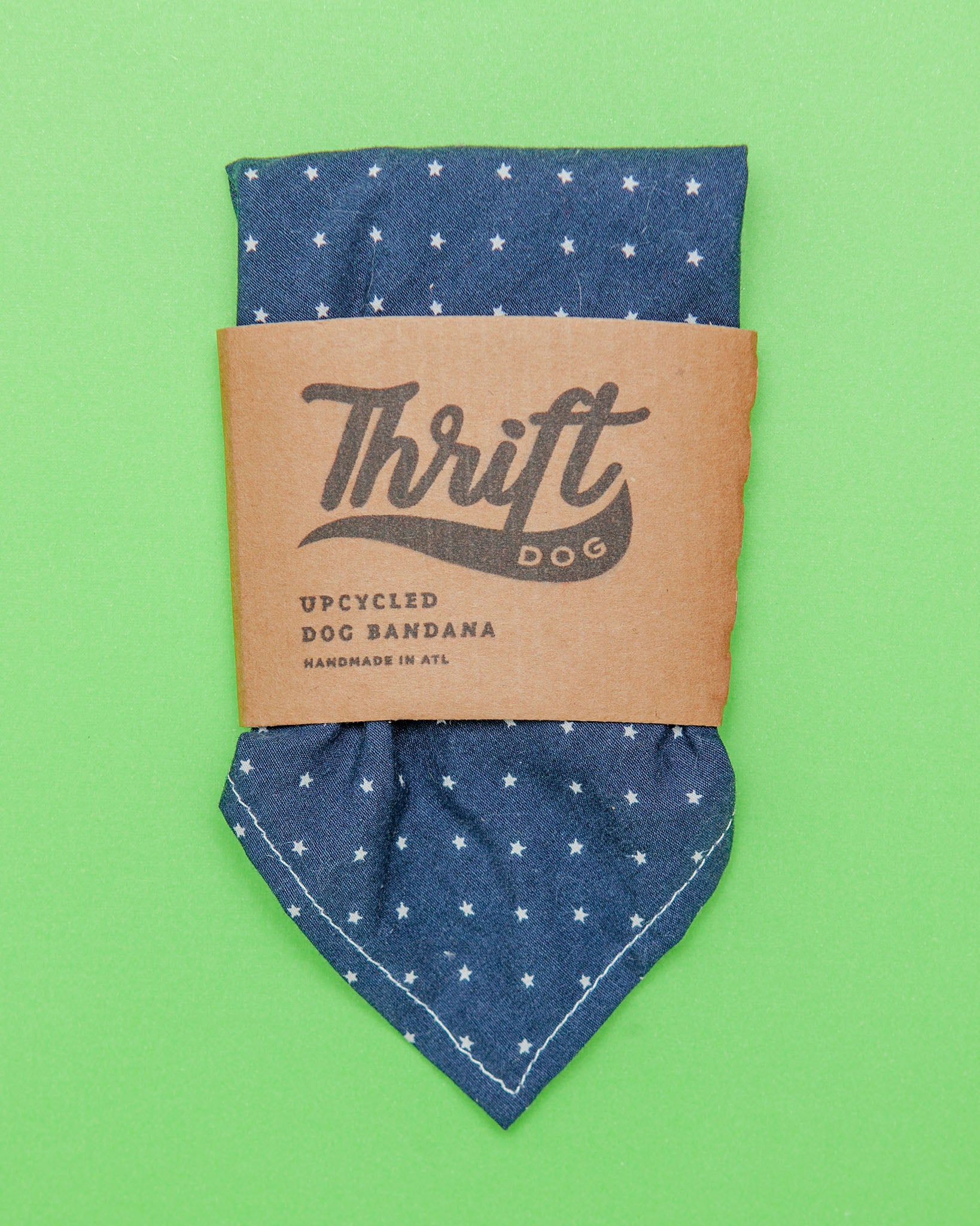 Upcycled Bandana in Navy with White Stars