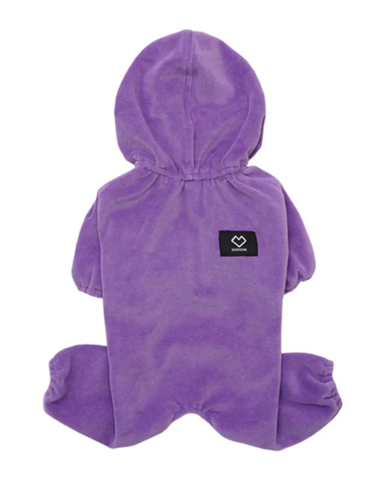 Velour Coverall Onesie for Dogs - Dachshund Fit (in Purple, Ivory, or Black) - Image 4