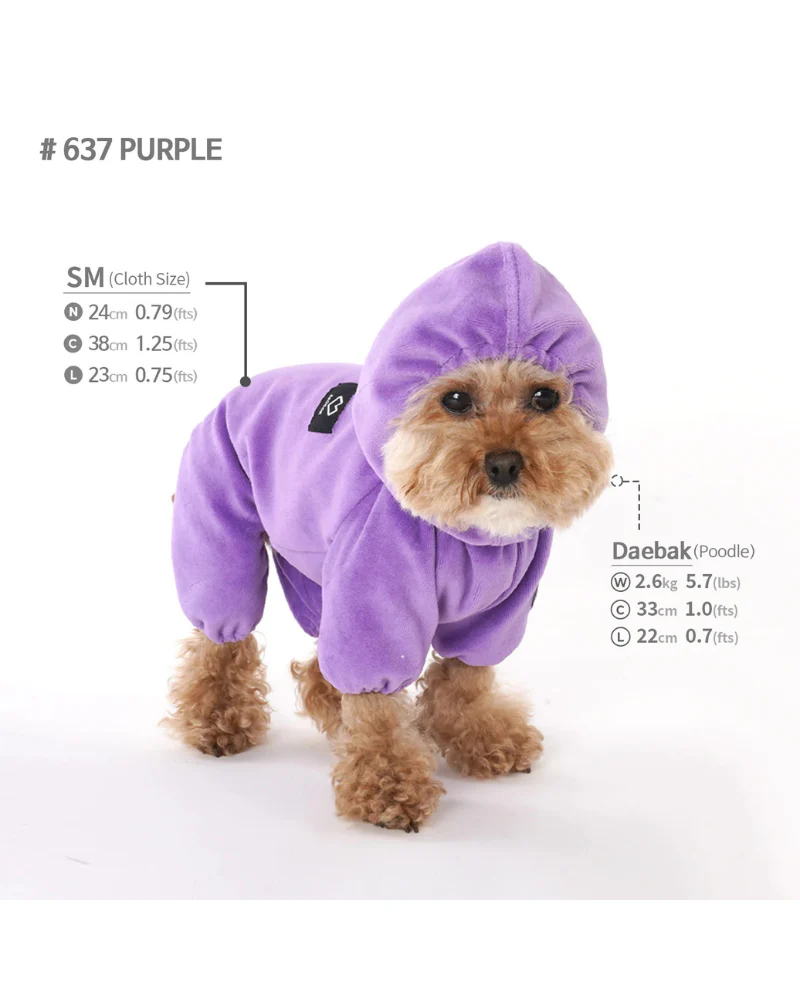 Velour Coverall Onesie for Dogs - Regular Fit (in Purple, Ivory, or Black) (FINAL SALE) - Image 11