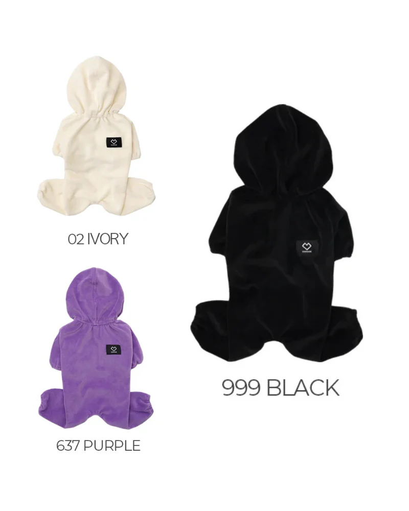 Velour Coverall Onesie for Dogs - Dachshund Fit (in Purple, Ivory, or Black) - Image 10
