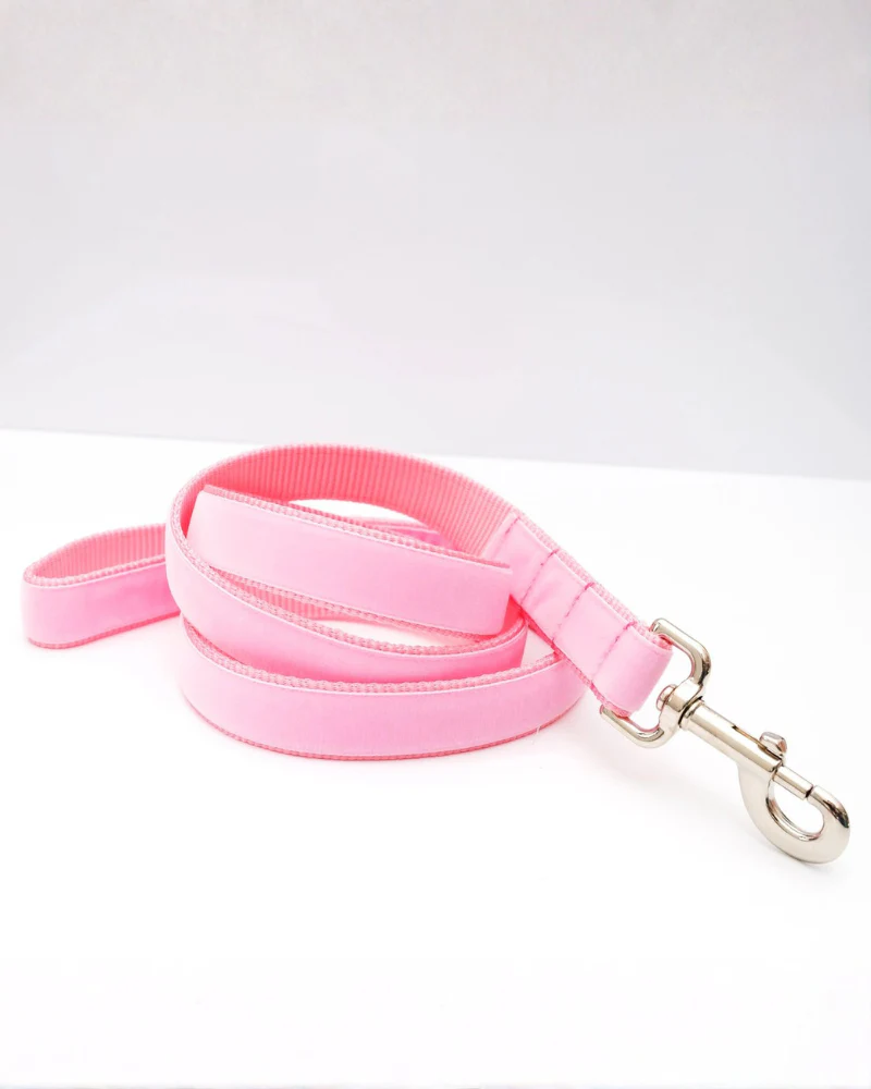 Velvet Dog Bow Collar Set in Petal Pink (Made in the USA) - Image 3