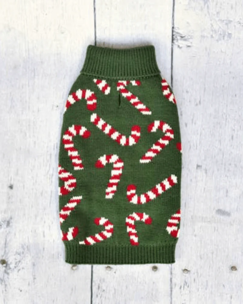 Vintage Candy Cane Holiday Dog Sweater - Image 5