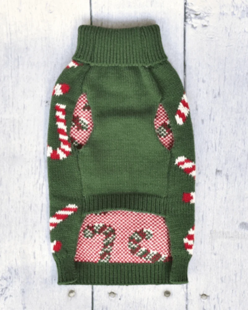Vintage Candy Cane Holiday Dog Sweater - Image 6