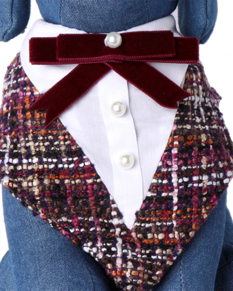 Vivian Formal Dog Bandana w/ Velvet Bow - Image 3