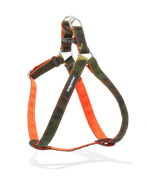 Cordura Dog Step-In Harness in Camo & Neon Orange (Made in the USA) - Image 3