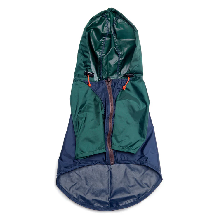 Nylon Colorblock Dog Rainbreaker in Hunter Green & Navy (Exclusive to DOG & CO.) - Image 4