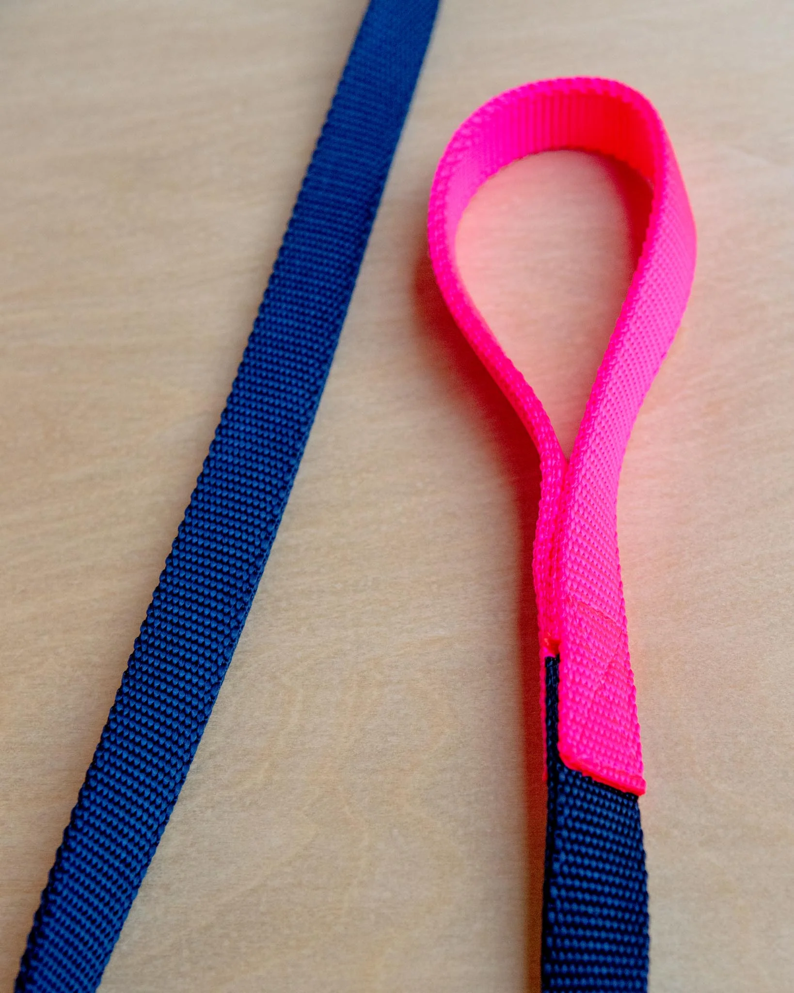 Nylon Dog Leash in Navy & Neon Pink (Made in the USA) - Image 3