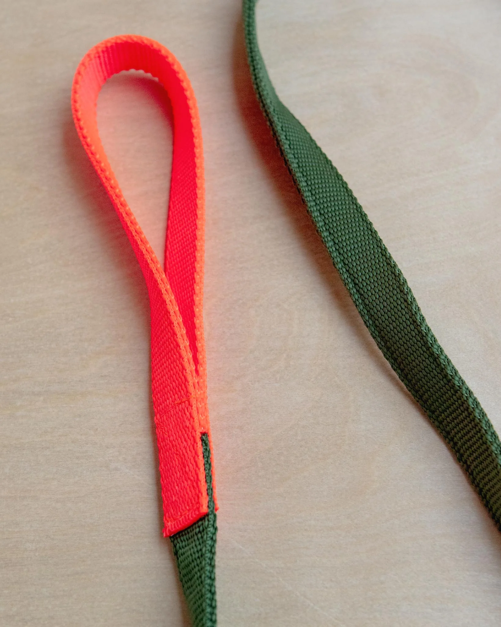 Nylon Dog Leash in Olive & Neon Orange (Made in the USA) - Image 3