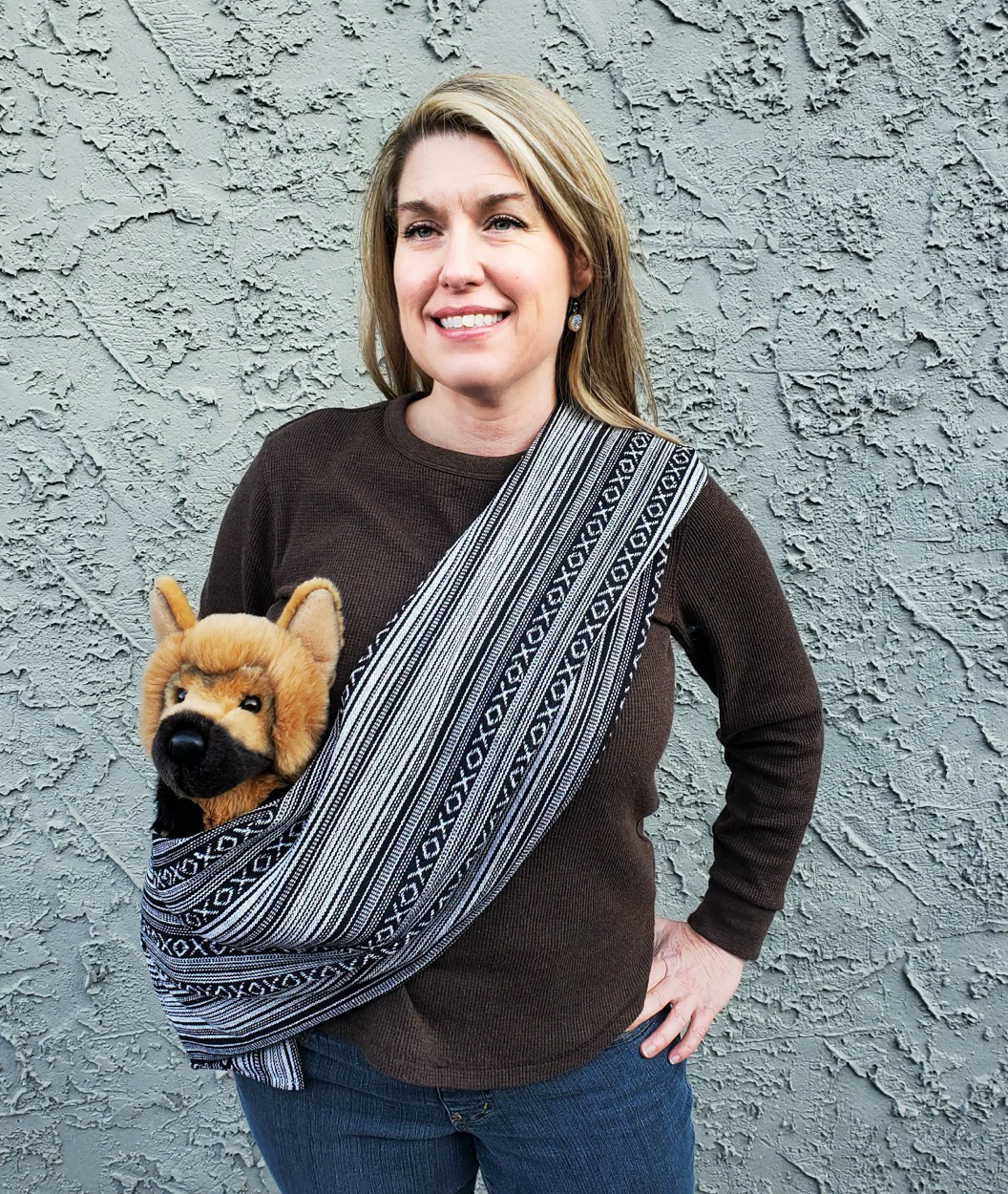 Black and White Woven Cotton Dog Sling - Image 2