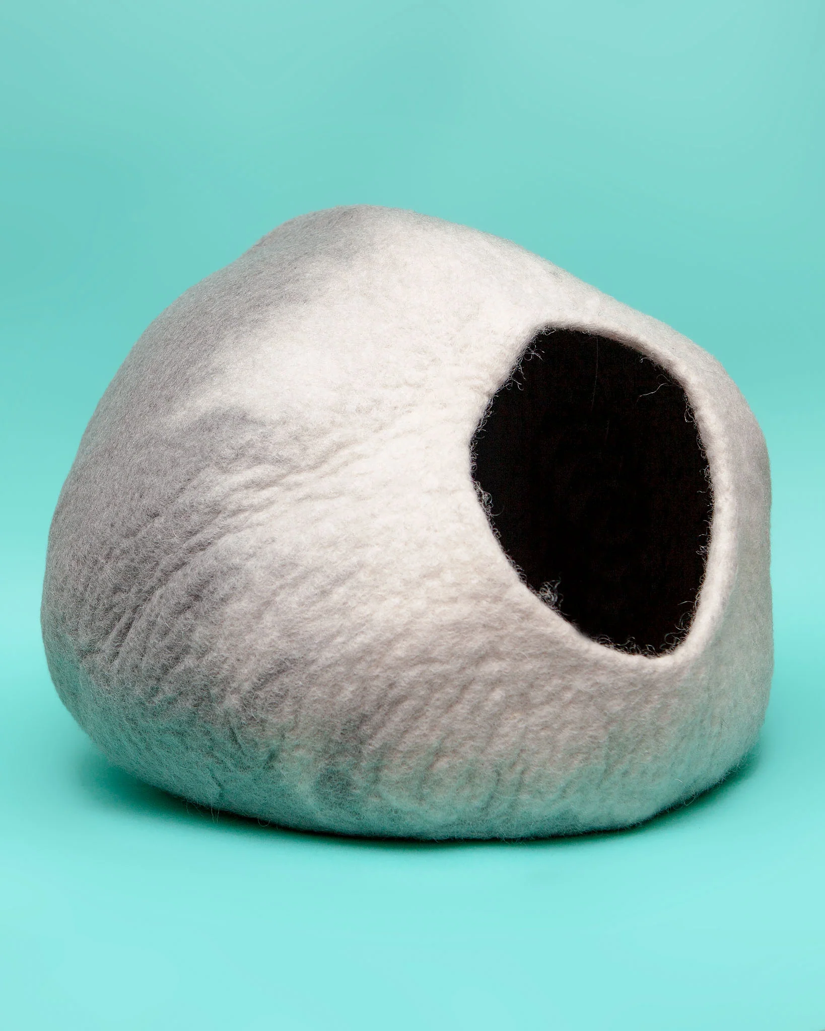 Merino Wool Cat Cave in Grey and Cream