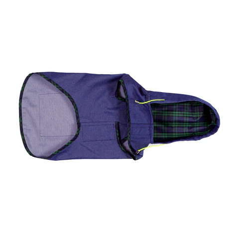 WARE OF THE DOG | Blue Anorak Raincoat with Tartan Trim - Image 4