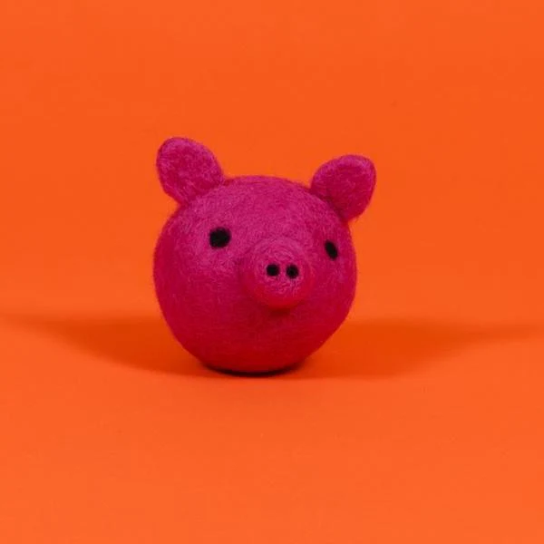 WARE of the DOG | Boiled Wool Pig Face Ball Toy