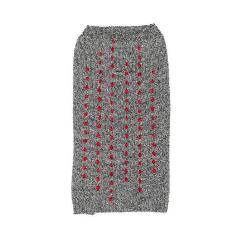 WARE OF THE DOG | Embroidered Stripe Sweater in Grey & Red