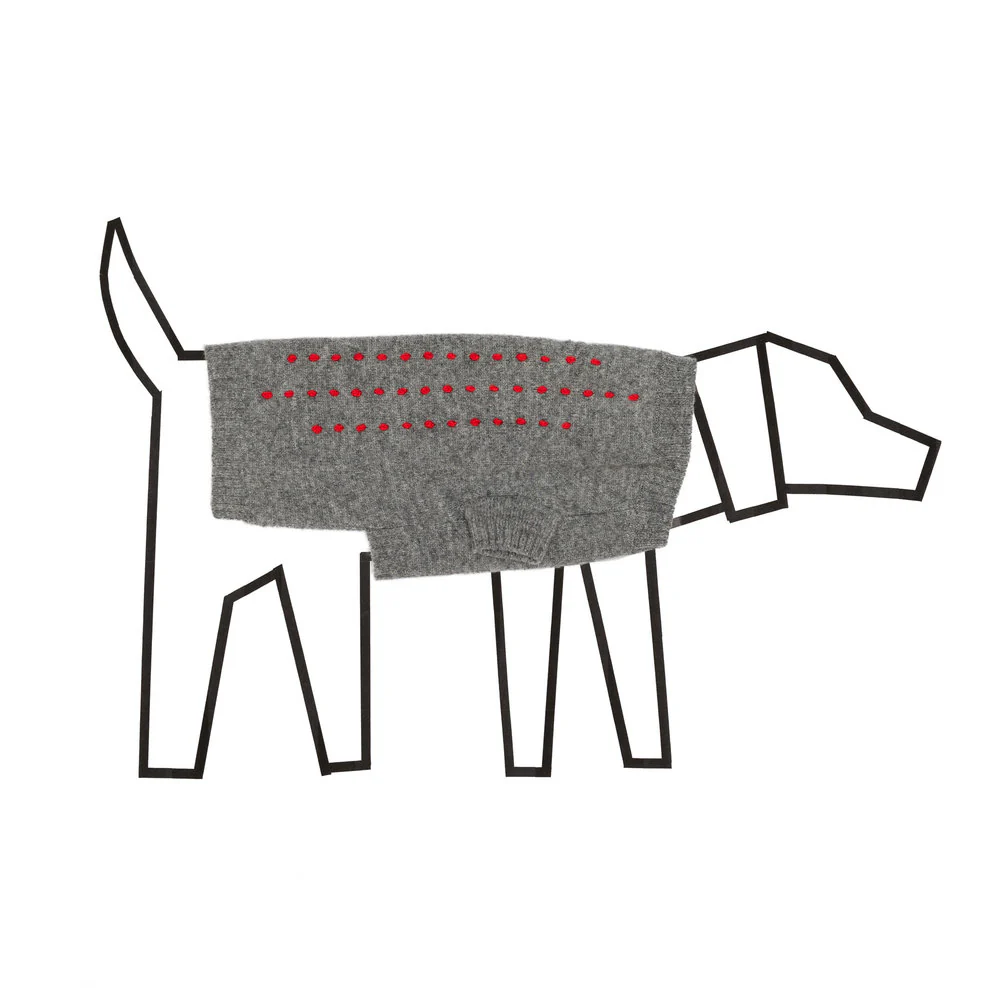WARE OF THE DOG | Embroidered Stripe Sweater in Grey & Red - Image 3