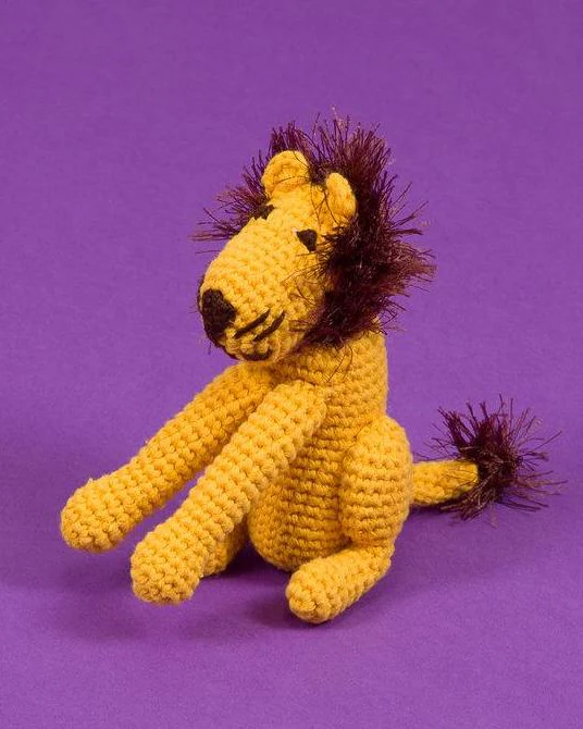 Hand Crochet Lion Knit Squeaky Dog Toy