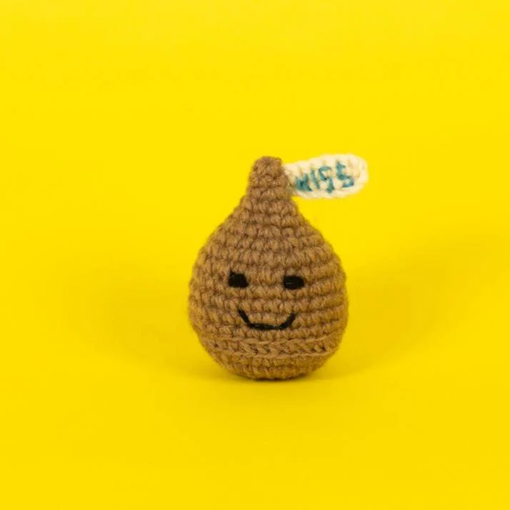 Hand Knit Chocolate Kiss Cat Toy - Image 2