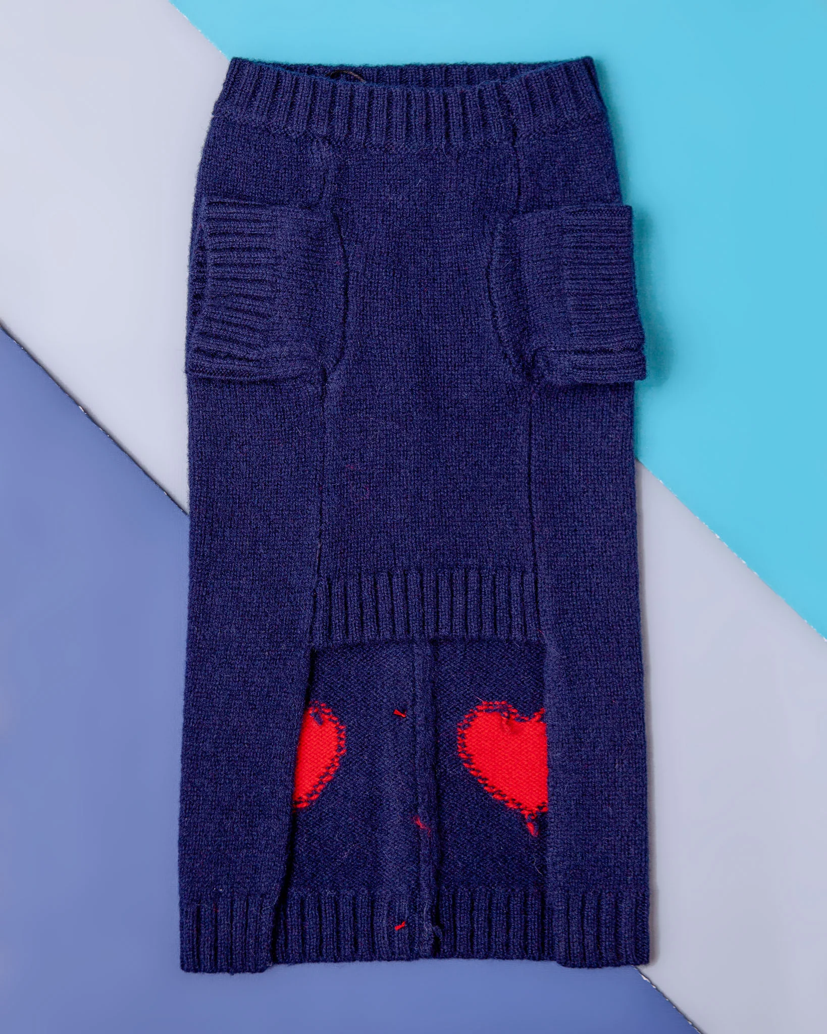 Heart Cardigan Dog Sweater in Navy (FINAL SALE) - Image 3