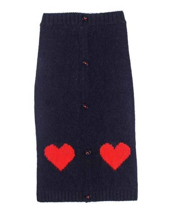 Heart Cardigan Dog Sweater in Navy (FINAL SALE) - Image 5