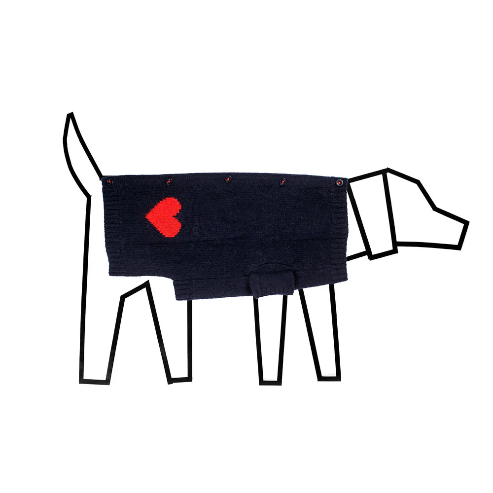 Heart Cardigan Dog Sweater in Navy (FINAL SALE) - Image 6