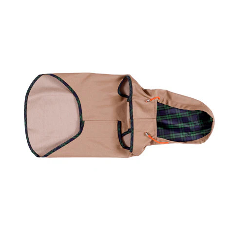 WARE OF THE DOG | Khaki Anorak Raincoat with Tartan Trim - Image 3