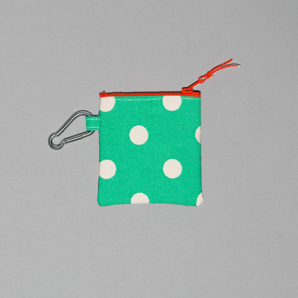 Polka Dot Canvas Pouch in Blue/Green - Image 2