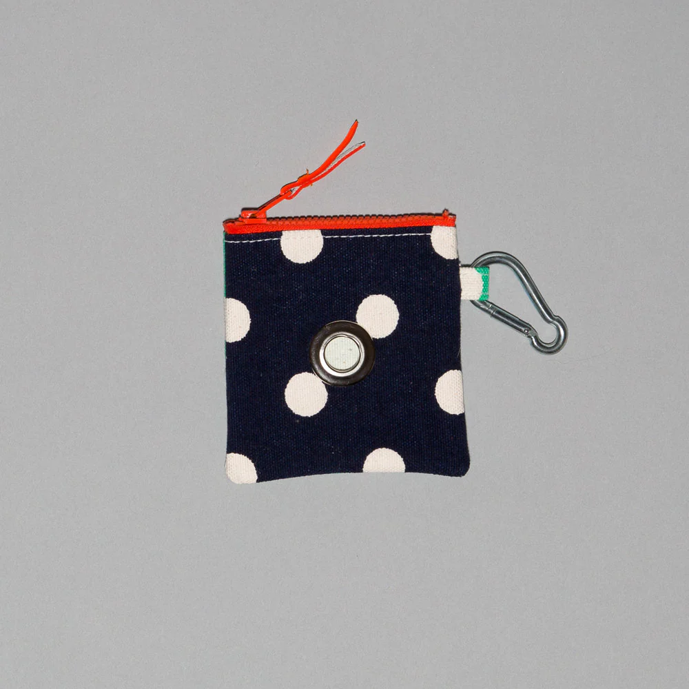 Polka Dot Canvas Pouch in Blue/Green - Image 3