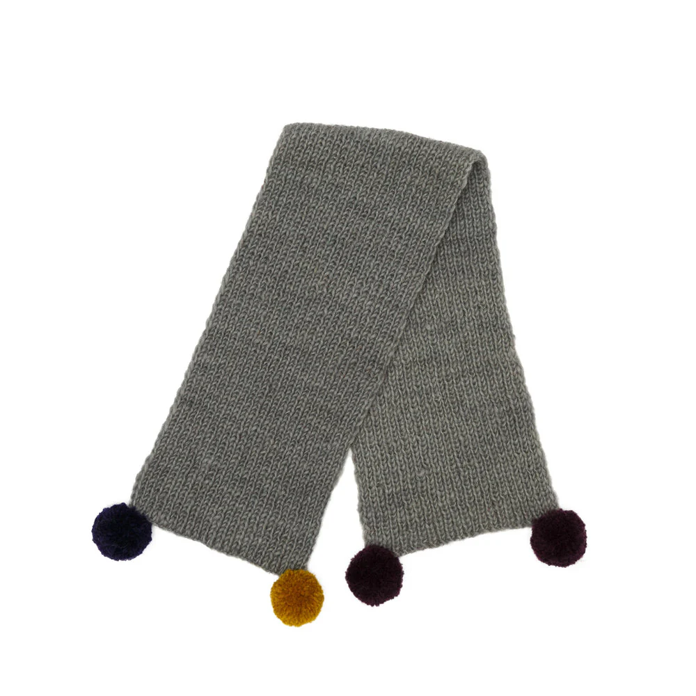 Pom Pom Scarf in Grey (FINAL SALE)