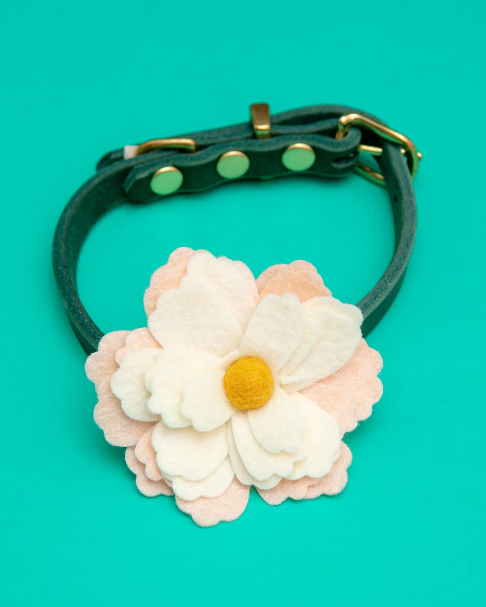 Water Lily Dog Collar Flower In Cream (Made in the USA) - Image 2