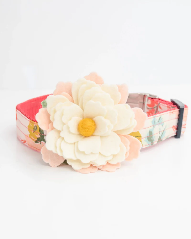 Water Lily Dog Collar Flower In Cream (Made in the USA) - Image 3