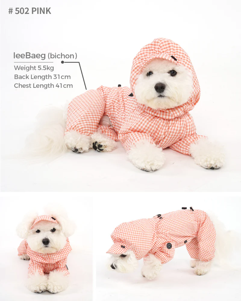 Waterproof Check Rain Coverall for Dogs - Image 5