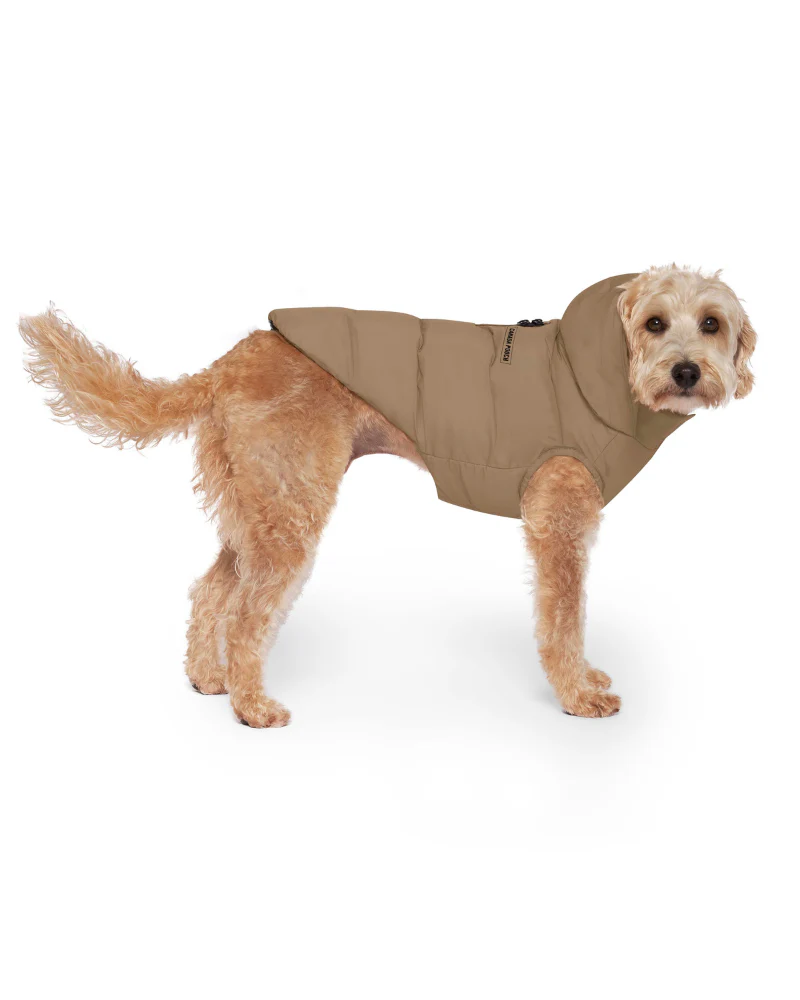 Insulated Waterproof Dog Puffer in Tan (FINAL SALE) - Image 3
