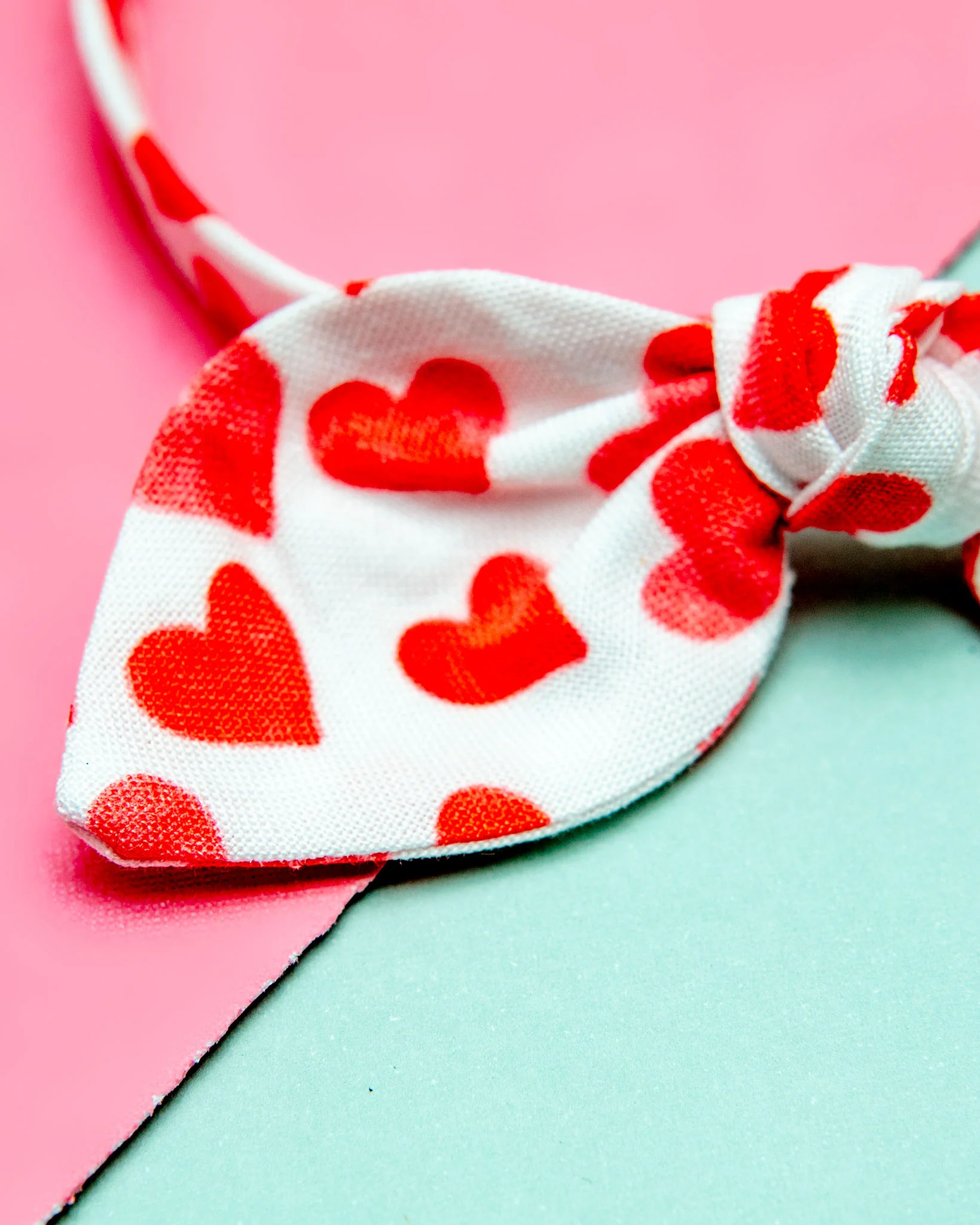 Red Hearts Cat Collar with French Bow (Made in the USA) - Image 2