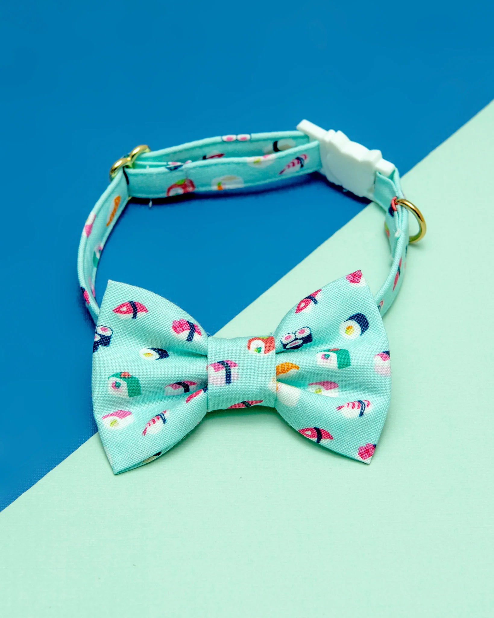 Sushi Style Cat Collar and Bowtie Set (Made in the USA)