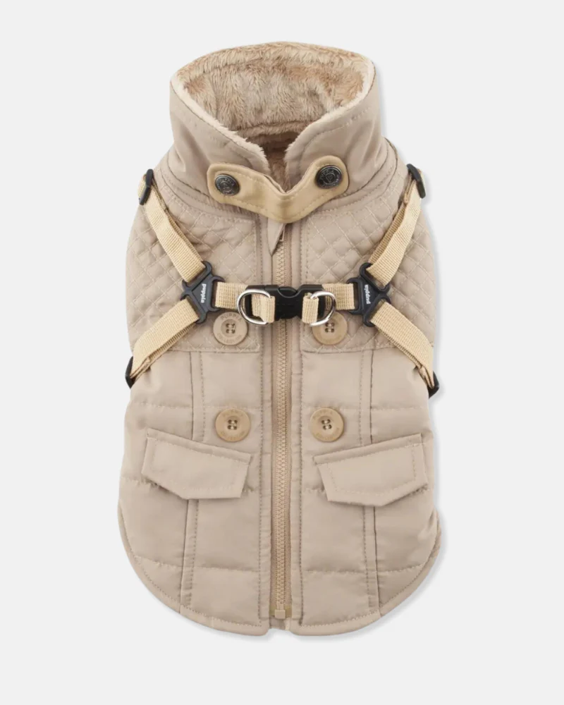 Wilkes Winter Harness Dog Jacket In Beige (FINAL SALE)