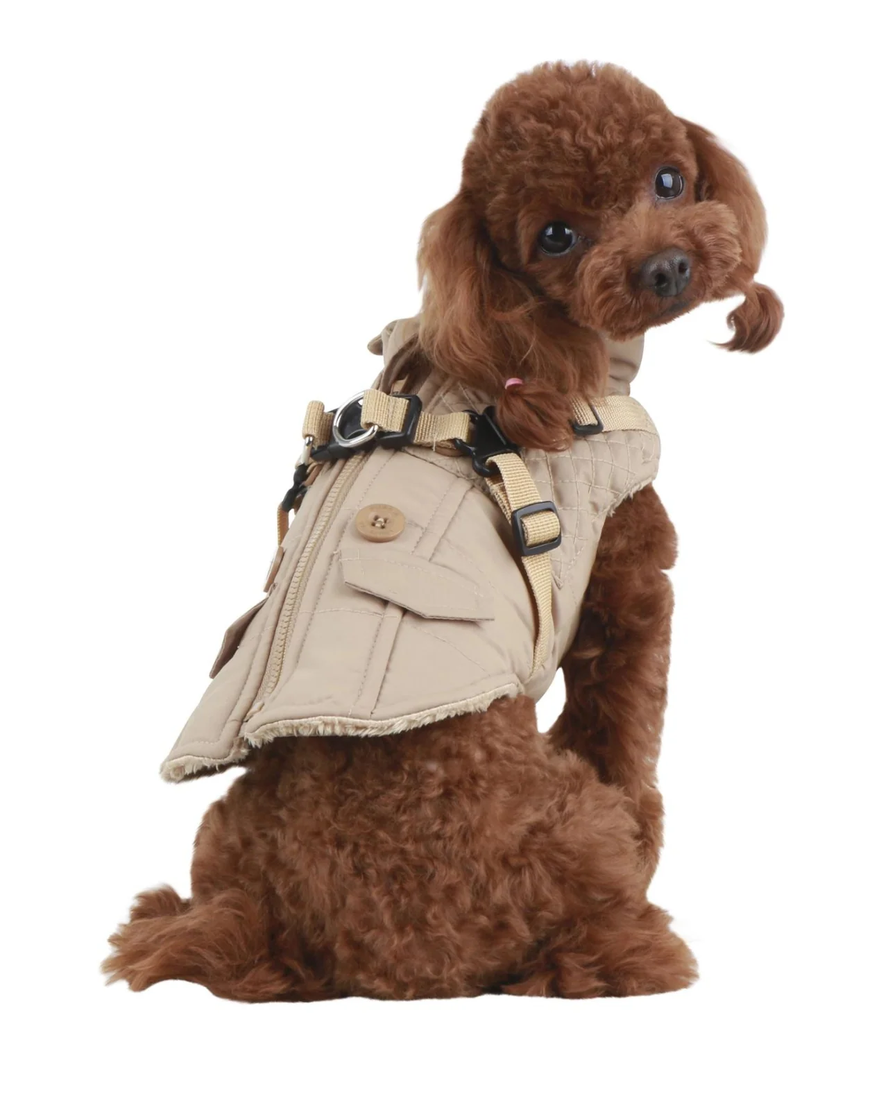 Wilkes Winter Harness Dog Jacket In Beige (FINAL SALE) - Image 2