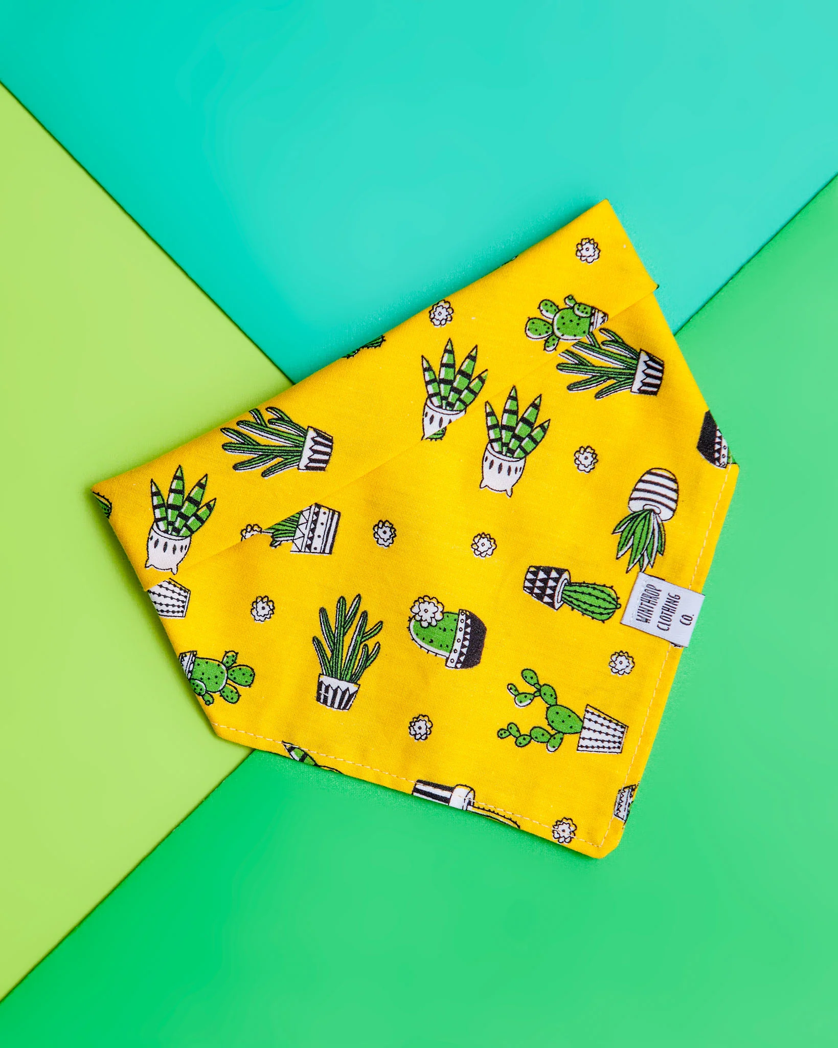 Snap-on Dog Bandana in Yellow Cactus (FINAL SALE)