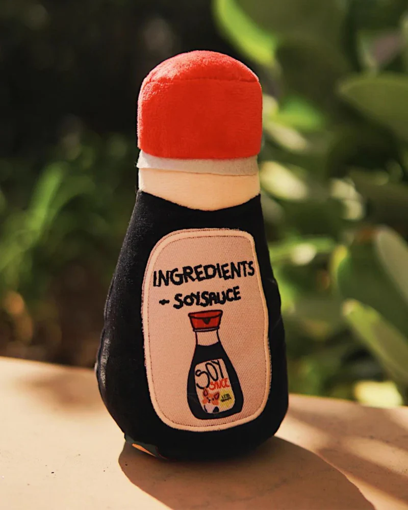 Bottle Of Soy Sauce Squeaky Plush Dog Toy - Image 4