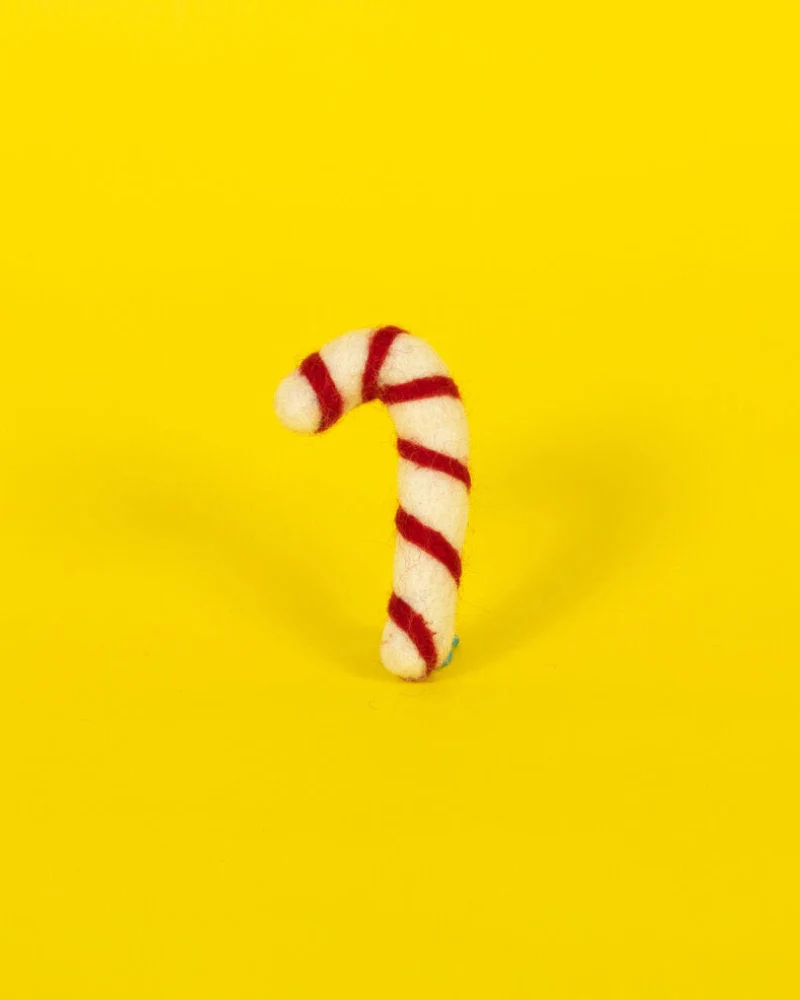 Wool Candy Cane Cat Toy