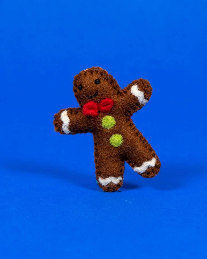 Wool Gingerbread Man Cat Toy