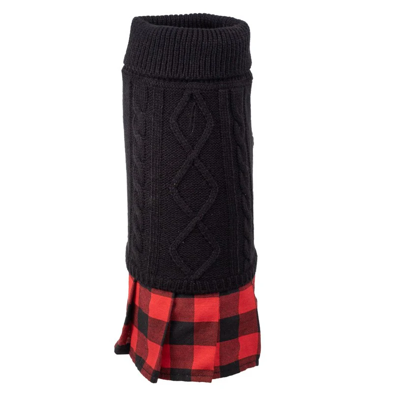 WORTHY DOG | Turtleneck Dress in Black & Buffalo Check