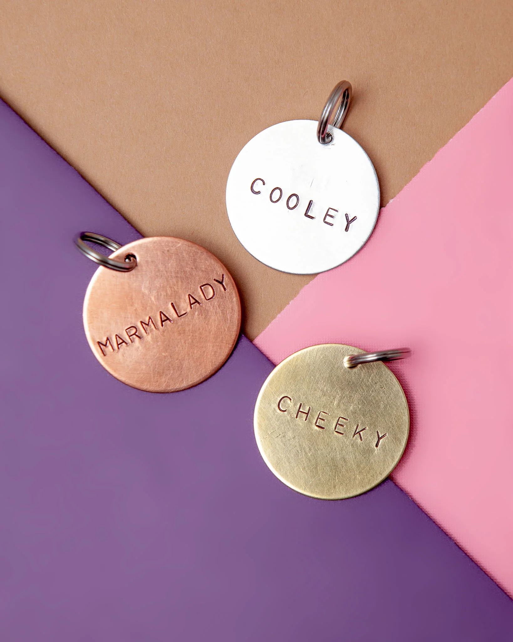 Custom-Stamped Round Pet Name Tag in Copper, Brass, or Aluminum (Custom/Drop-Ship) - Image 2