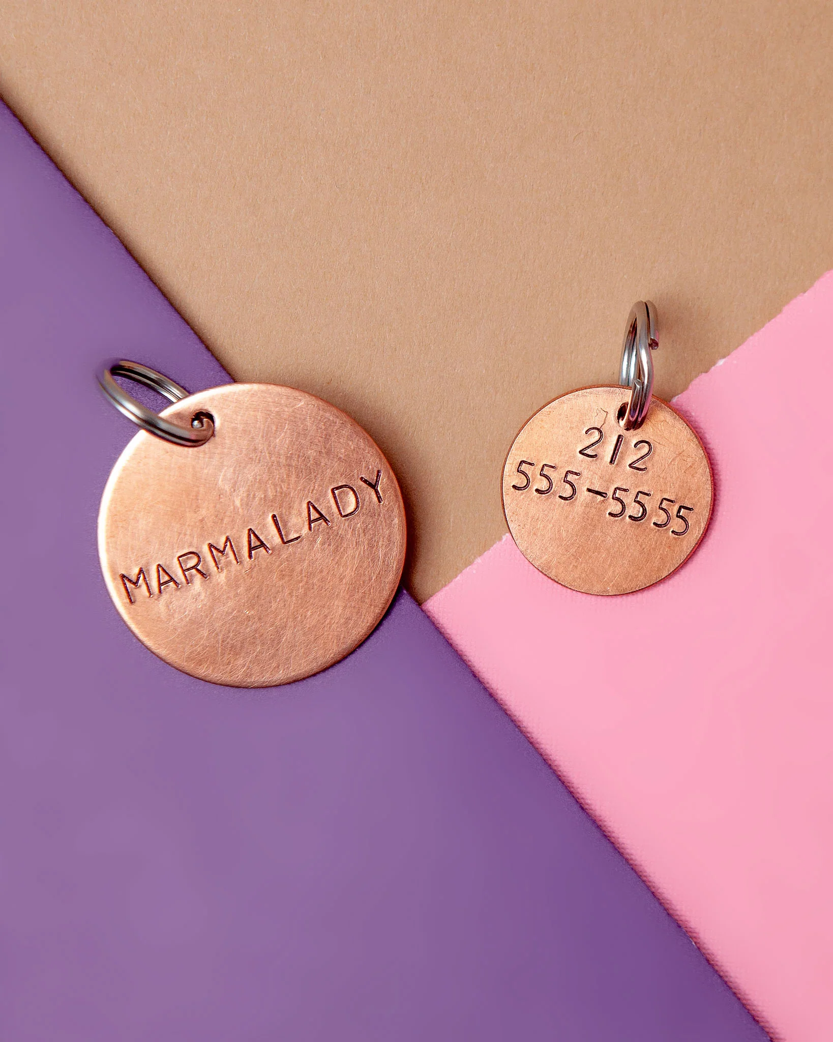Custom-Stamped Round Pet Name Tag in Copper, Brass, or Aluminum (Custom/Drop-Ship) - Image 4