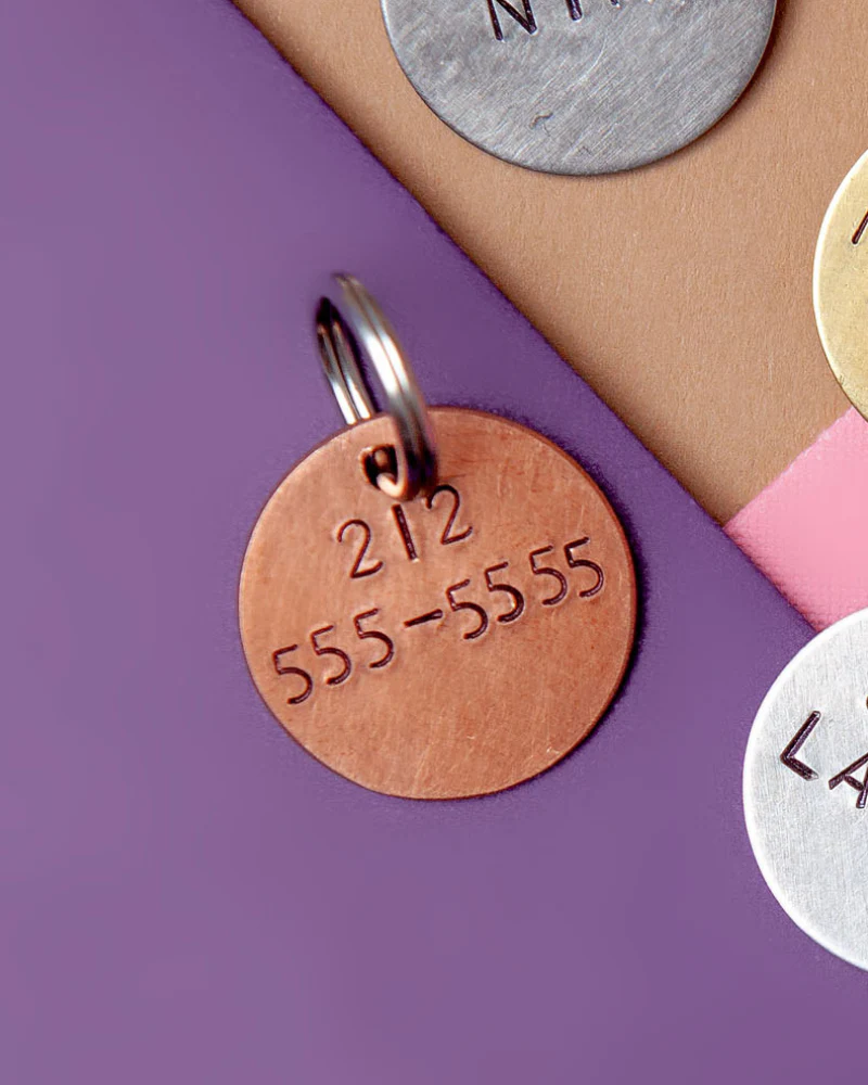 Custom-Stamped Round Pet Name Tag in Copper, Brass, or Aluminum (Custom/Drop-Ship) - Image 8