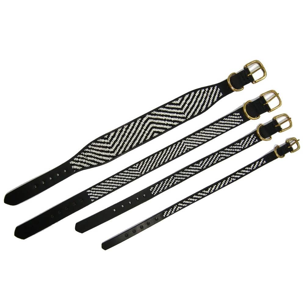 Zebra Pattern Black & White Beaded Dog Collar<br>(FINAL SALE) - Image 3