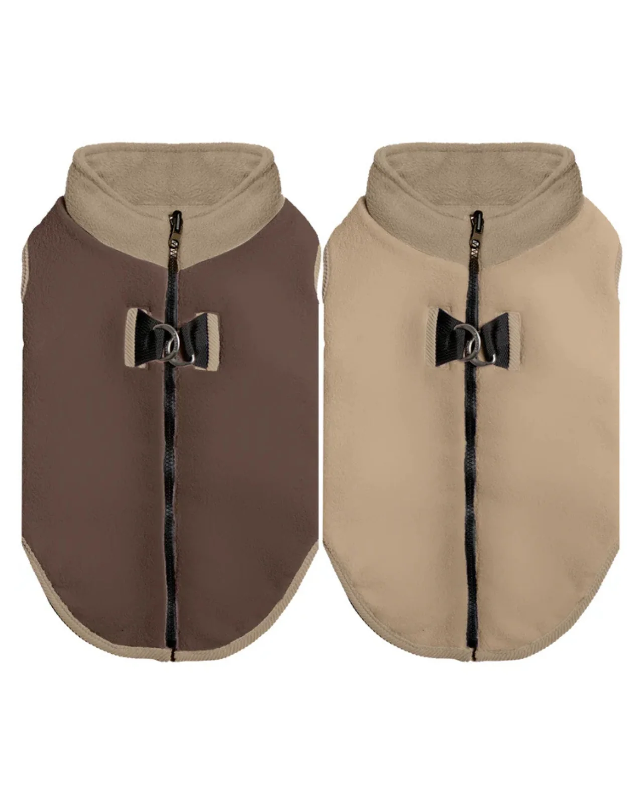 Zip Up Fleece Dog Harness Jacket in Toasted Almond - Image 2